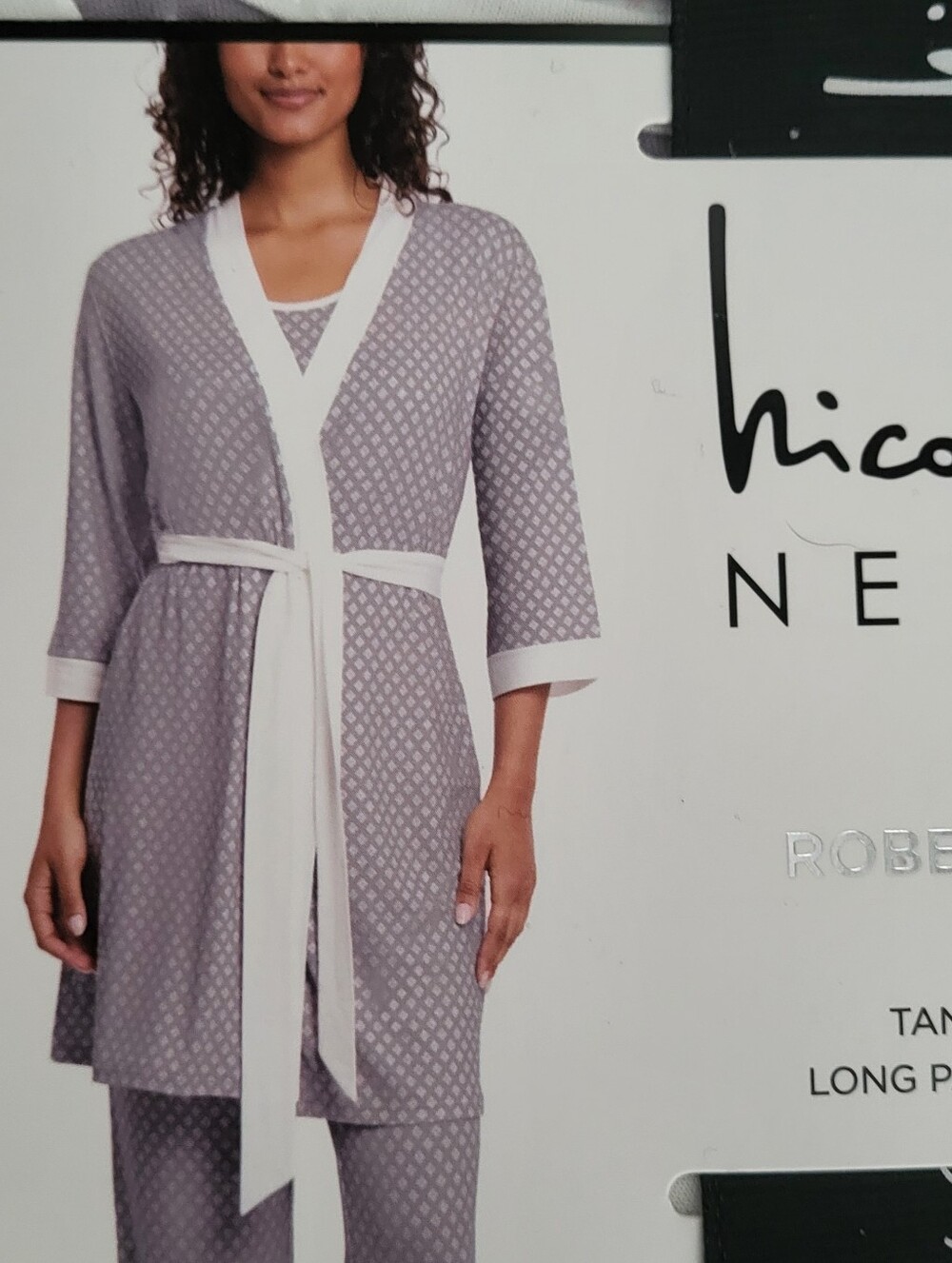 Nicole Miller Light Grey 3-Piece Sleep Set — Robe, Tank & Pants - L NWT - Picture 4 of 4